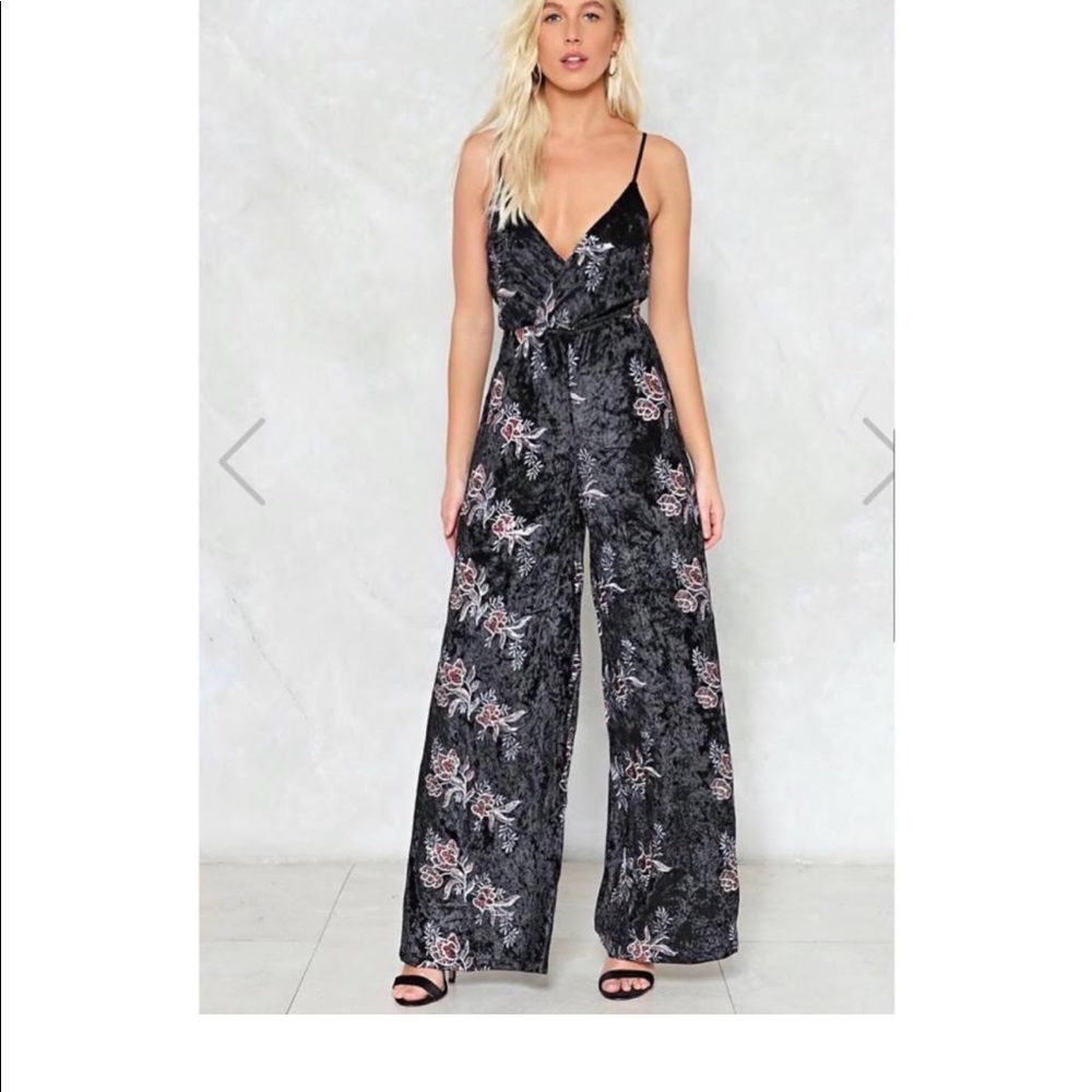 NASTY Gal black velvet jumpsuit